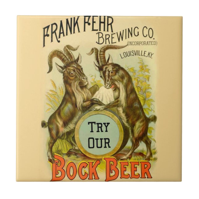 Azulejo De Cerâmica Cartaz de Cerveja Bock Vintage: Antigo Salão de Bo (Frente)