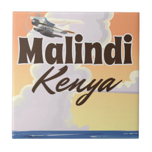 Azulejo De Cerâmica Cartaz de férias antigo de Malindi Quênia