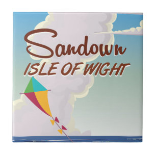 Azulejo De Cerâmica Cartaz de viagem antigo de Sandown, Ilha de Wight