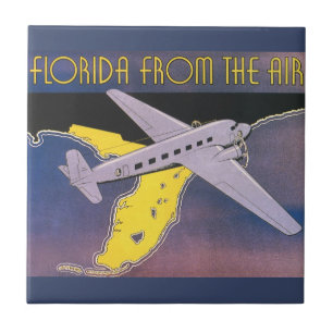 Azulejo De Cerâmica Cartaz de Viagem Antigo, Flórida do Ar Avião