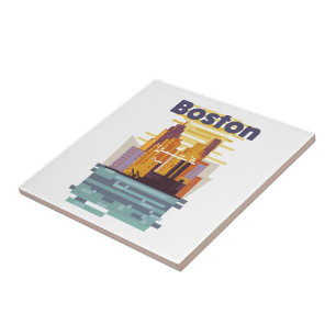 Azulejo De Cerâmica Cartaz de viagem de Boston