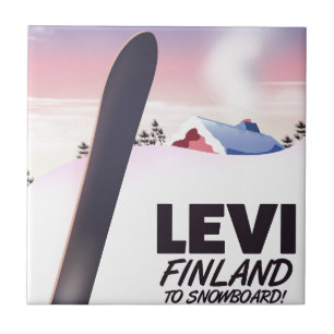 Azulejo De Cerâmica Cartaz de viagem de snowboarding na Finlândia Levi