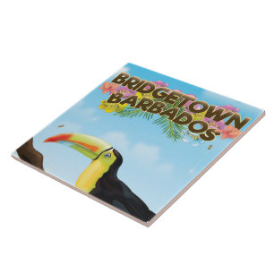 Azulejo De Cerâmica Cartaz de viagem do Bridgetown Barbados Toucan