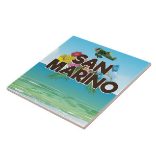 Azulejo De Cerâmica cartaz de viagem para a praia de San Marino