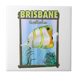 Azulejo De Cerâmica Cartaz de viagem tropical de Brisbane Austrália