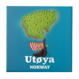 Azulejo De Cerâmica Cartaz de viagem Utøya Noruega