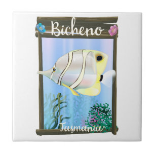 Azulejo De Cerâmica Cartaz de viagem vintage Bicheno Tasmânia
