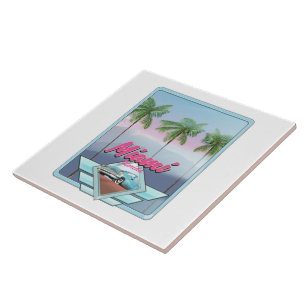 Azulejo De Cerâmica Cartaz de viagem vintage Miami Flórida