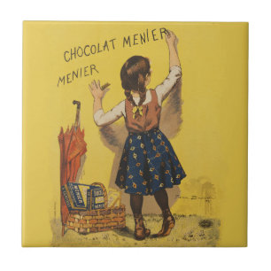 Azulejo De Cerâmica Cartaz Francês Vintage Chocolat Menier Arte Bouiss