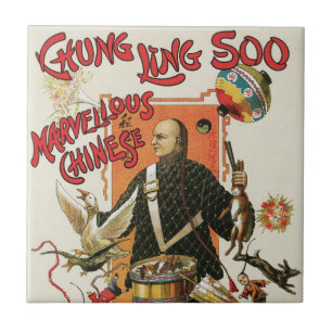Azulejo De Cerâmica Cartaz Mágico Antigo, Mágico Chung Ling Soo