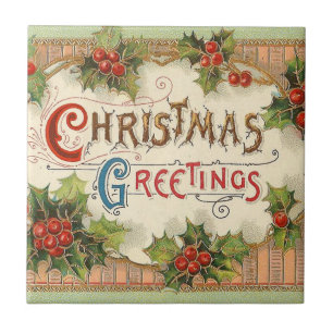 Azulejo De Cerâmica cartões de natal Holly