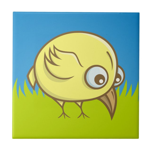 Azulejo De Cerâmica Cartografia de aves amarelas (Frente)