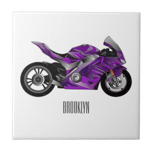 Azulejo De Cerâmica Cartografia de motocicletas de esporte roxo
