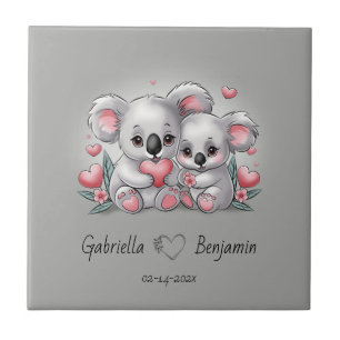 Azulejo De Cerâmica Cartoon bonito Koala abre Namorados