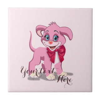 Azulejo De Cerâmica Cartoon de Boi Rosa