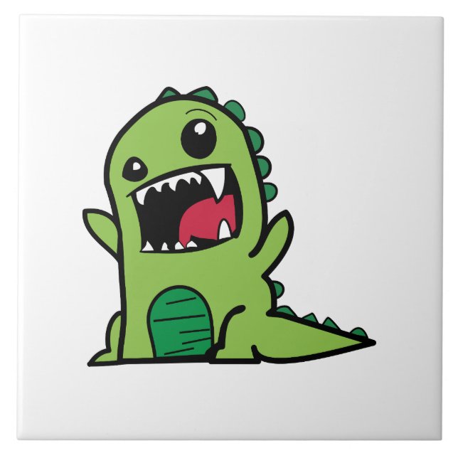 Azulejo De Cerâmica Cartoon de dinossauro bebê (Frente)