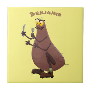 Azulejo De Cerâmica Cartoon feio e faminto