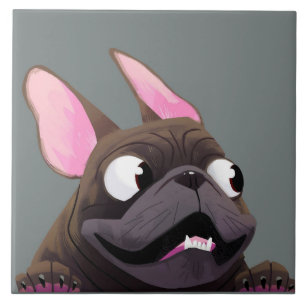Azulejo De Cerâmica Cartoon French Bulldog