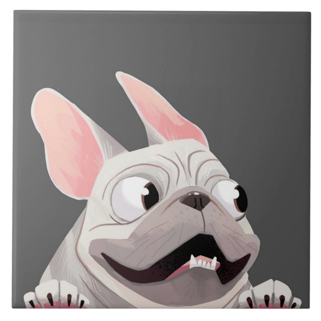 Azulejo De Cerâmica Cartoon French Bulldog (Frente)