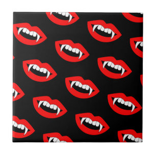 Azulejo De Cerâmica Cartoon Monster Vampire Lábios afiadas Dentes Pres