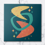Azulejo De Cerâmica Carvão Atômico de meio século de idade 7<br><div class="desc">Divirta-se com esta ilustração inspirada pela Moderna Meio século. Formas abstrato coloridas,  bumerangue e estouro. Perfeito para amantes de estilo vintage e retrô.</div>