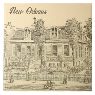 Azulejo De Cerâmica Casa Antiga Distrito Jardim de Nova Orleans Vintag