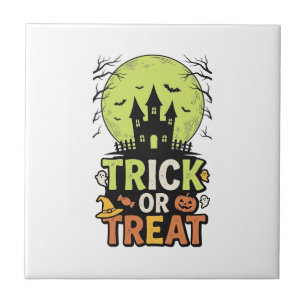 Azulejo De Cerâmica Casa Assombrada Vintage Trick or Treat Desenho de 