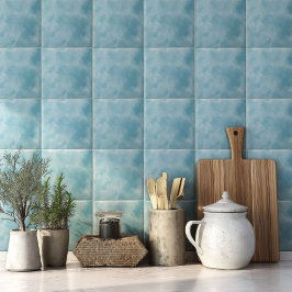 Azulejo De Cerâmica Casa Costeira Moderna em Aquarela Azul