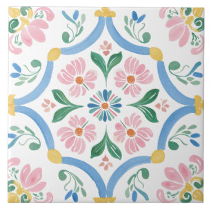 Azulejo De Cerâmica Casa de Campo Floral Alegre