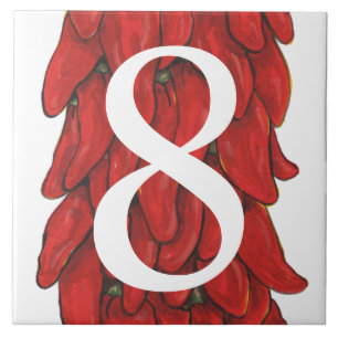 Azulejo De Cerâmica Casa de Pimenta Vermelha do Sudoeste Número 8 Oit