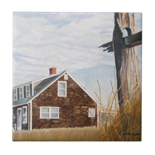 Azulejo De Cerâmica Casa de Praia ao Nascer do Sol