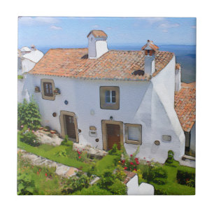 Azulejo De Cerâmica Casa do Mediterrâneo com Aquarela