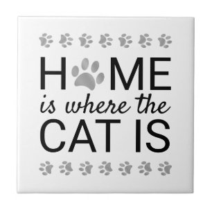 Azulejo De Cerâmica Casa É Onde O Gato É Impressão De Pata De Prata