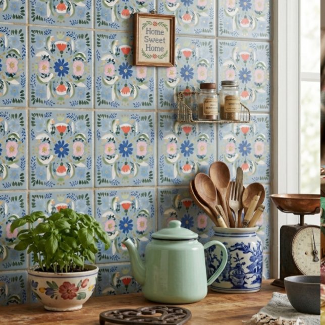 Azulejo De Cerâmica Casa Floral Azul Holandesa (Criador carregado)
