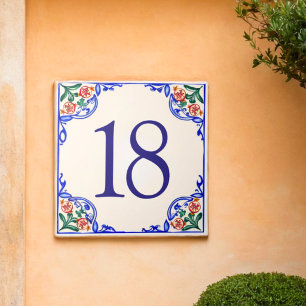 Azulejo De Cerâmica Casa Mediterrânea Personalizada Número – Romã