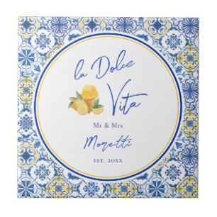 Azulejo De Cerâmica Casa Mediterrânea Personalizada para Recém-Casados