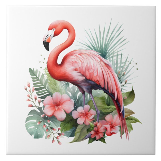 Azulejo De Cerâmica casa praia rosa flamingo amante artesanato (Frente)