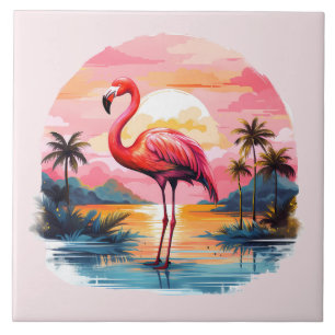 Azulejo De Cerâmica casa praia rosa flamingo amante artesanato