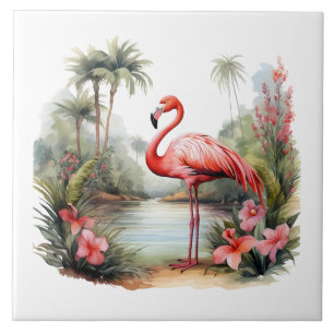 Azulejo De Cerâmica casa praia rosa flamingo amante artesanato