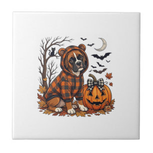 Azulejo De Cerâmica Casaco com Capuz Xadrez de Cachorro Boxer Hallowee