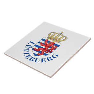Azulejo De Cerâmica Casaco de armas do Luxemburgo (com nome por baixo)