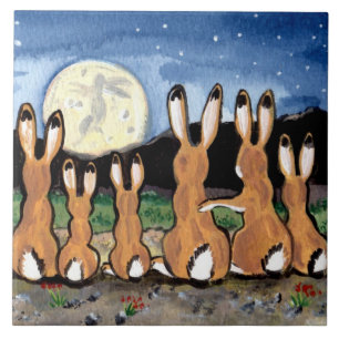 Azulejo De Cerâmica Casacos Observando Trivet Azulejo Azul Lua Escuro 