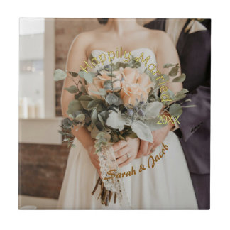 AZULEJO DE CERÂMICA CASADOS FELIZES AMARELO VERDE PASTEL MARROM FOTO A