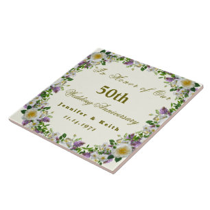 Azulejo De Cerâmica Casais personalizados 50º aniversário de casamen