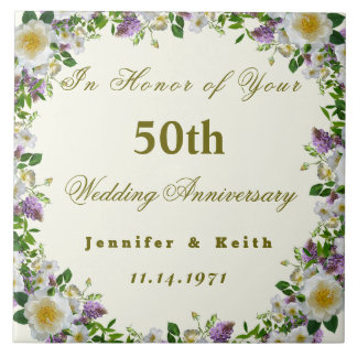 Azulejo De Cerâmica Casais personalizados 50º aniversário de casamento