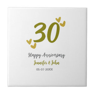 Azulejo De Cerâmica casal 30 feliz ouro cinza de aniversário