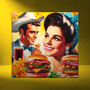 Azulejo De Cerâmica Casal de Fast Food Retrô