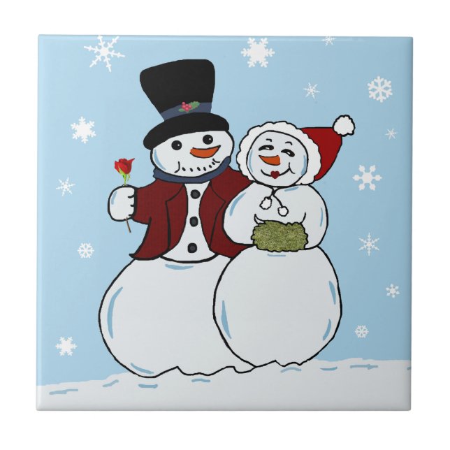 Azulejo De Cerâmica Casal de neve (Frente)