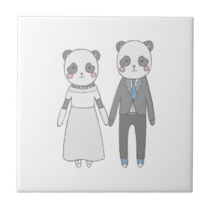 Azulejo De Cerâmica Casal de Noivos Panda Fofo – Noiva & Noivo Kawaii