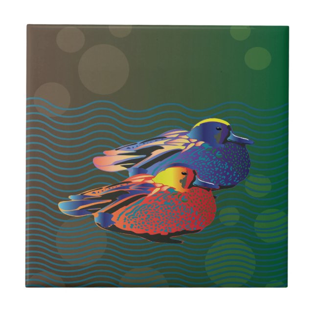 Azulejo De Cerâmica Casal de patos (Frente)